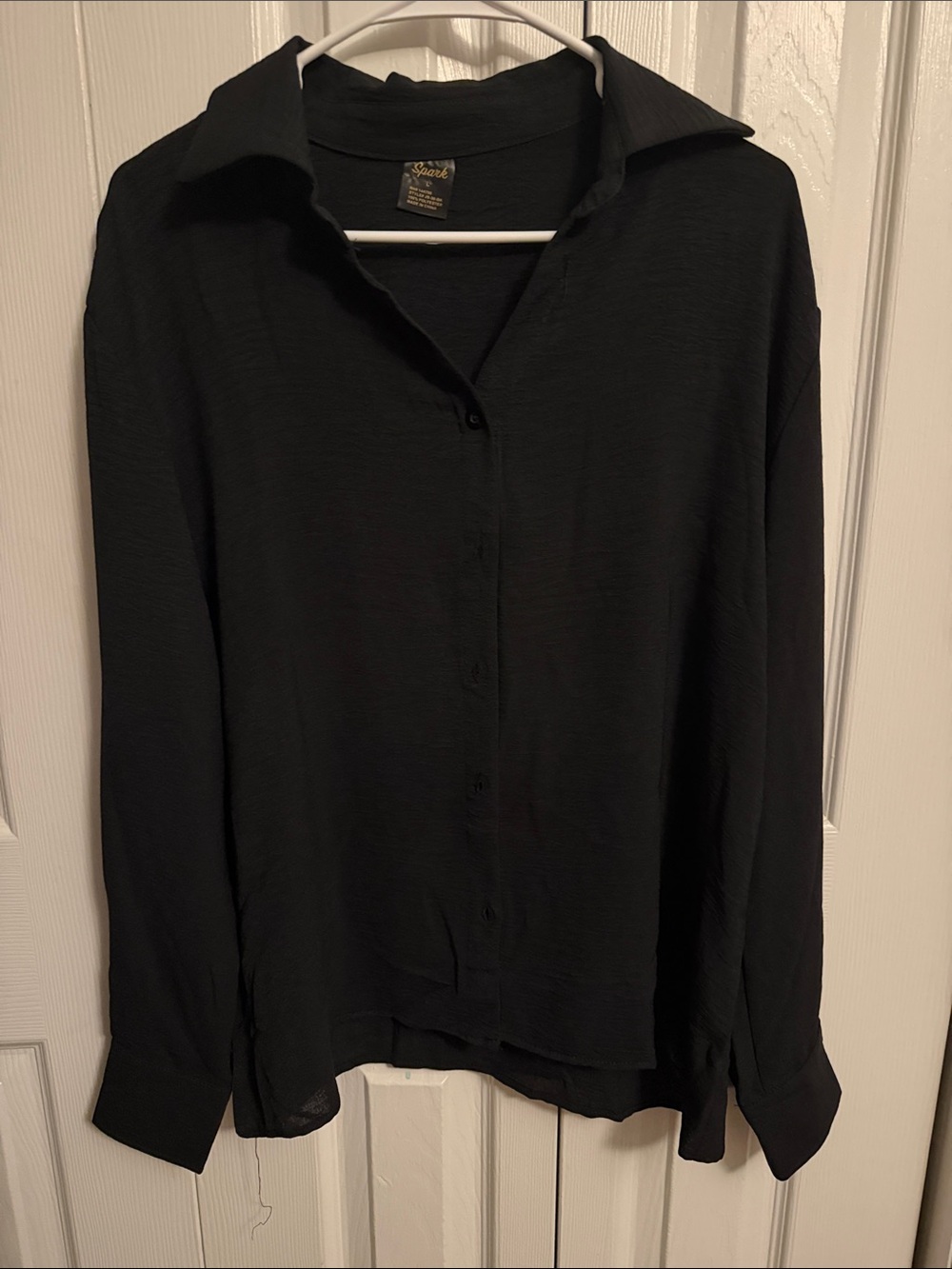 Black Button-Front Women's Blouse -